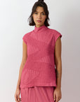 Shibo Shell Top in Dust Pink colour variant front view, showcasing colour and texture