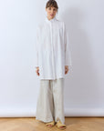 Yaccomaricard Classic Tunic Shirt in White - Japanese designer longline A-line cotton shirt.