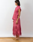 Side view of the Kazari skirt in Dust rose with elegant and sophisticated edge.
