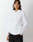 Yacco Maricard Wanda Shirt in White – Japanese designer cotton lawn pintuck shirt.