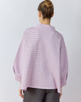 Back view of Yacco Maricard Sode Pullover in premium Japanese cotton jersey in lilac purple.