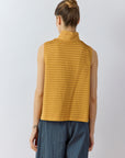 Back view of Yaccomaricard Kantan Waistcoat in Brown Sugar highlighting the continuous all-over pintuck texture.