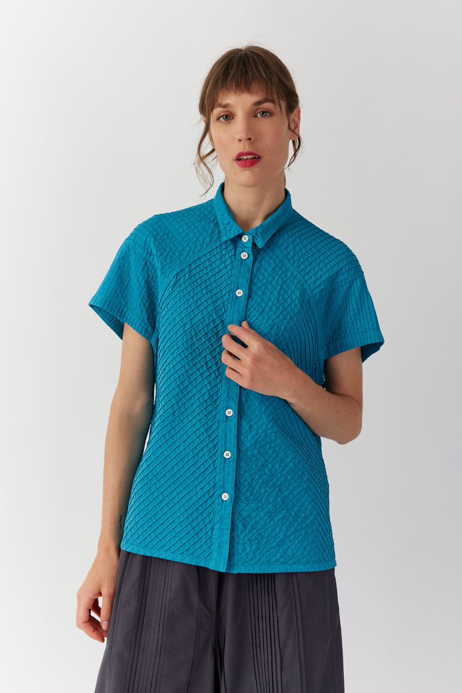COTTON VOILE FRENCH SLEEVE SHIRT