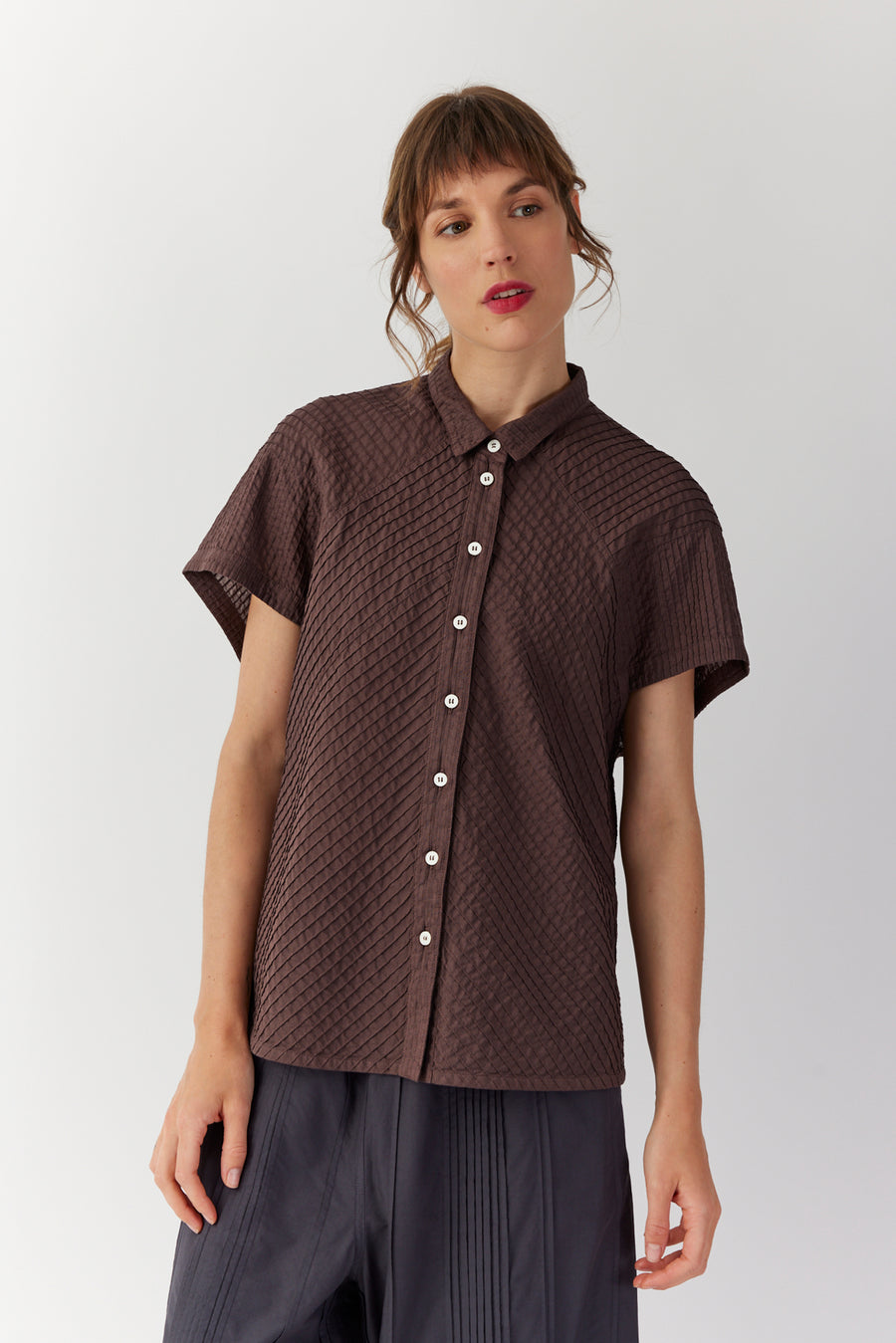 COTTON VOILE FRENCH SLEEVE SHIRT