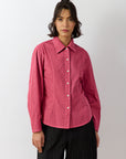 Yacco Maricard Wanda Shirt in Dust Rose – Japanese designer cotton lawn pintuck shirt.
