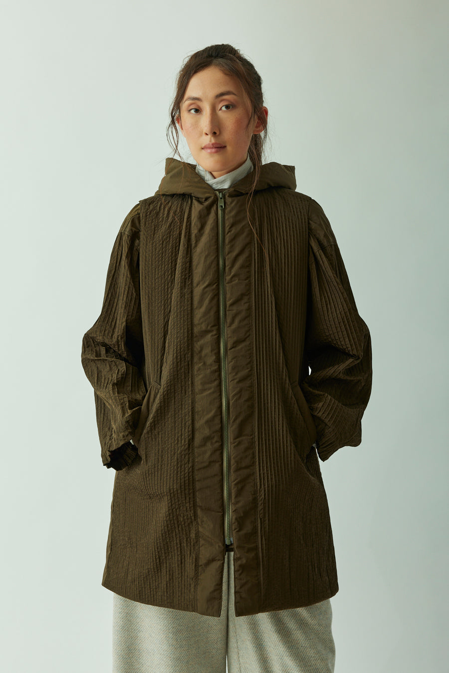 BALLOON SLEEVE NYLON COAT