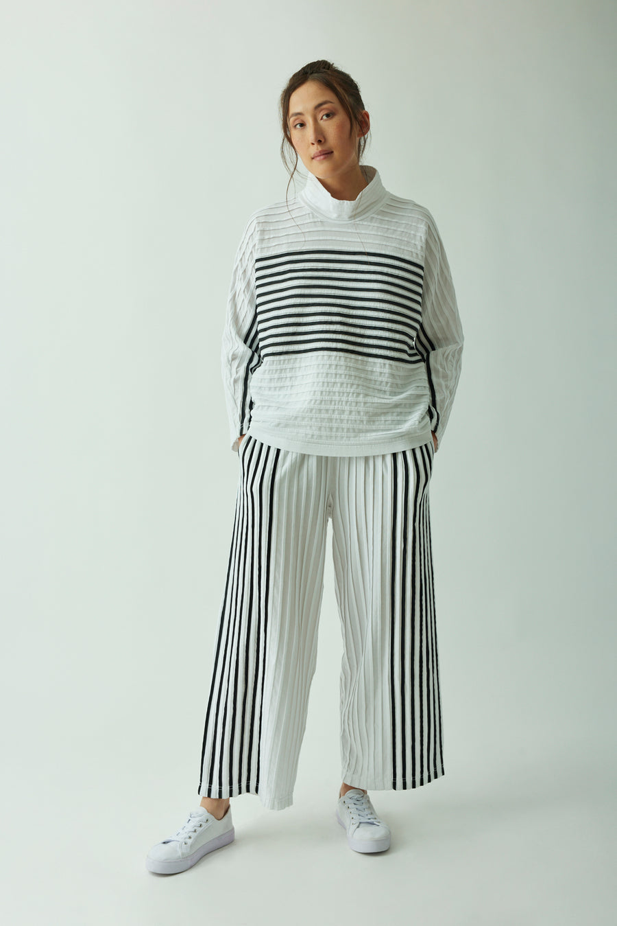 PIPED COTTON JERSEY TROUSERS