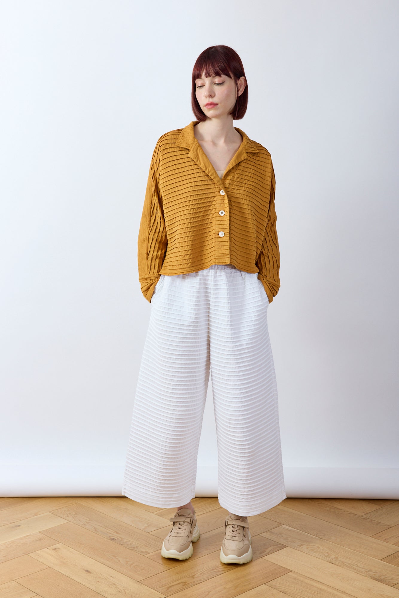 Pintuck Cotton Jersey Trouser