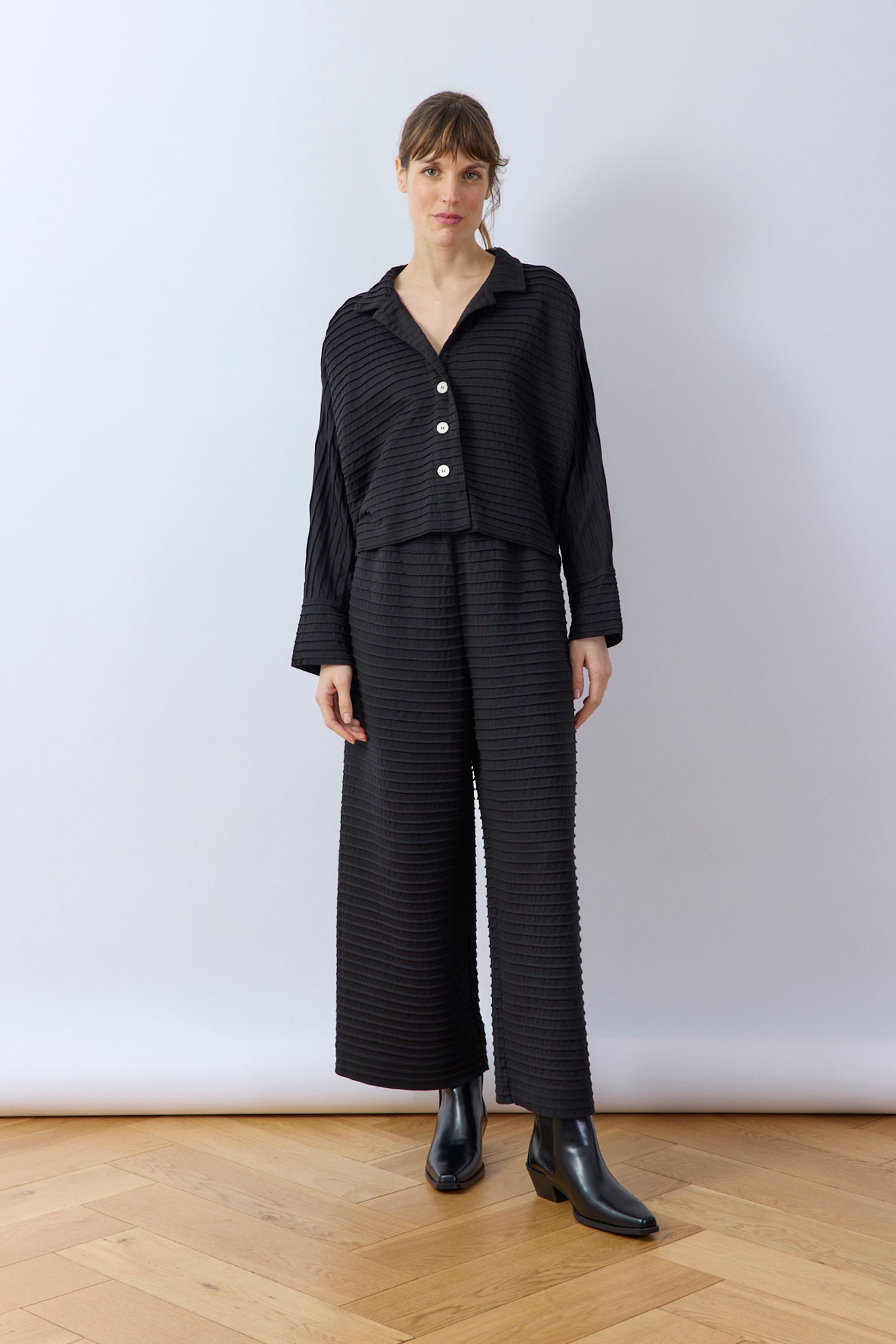 Pintuck Cotton Jersey Trouser