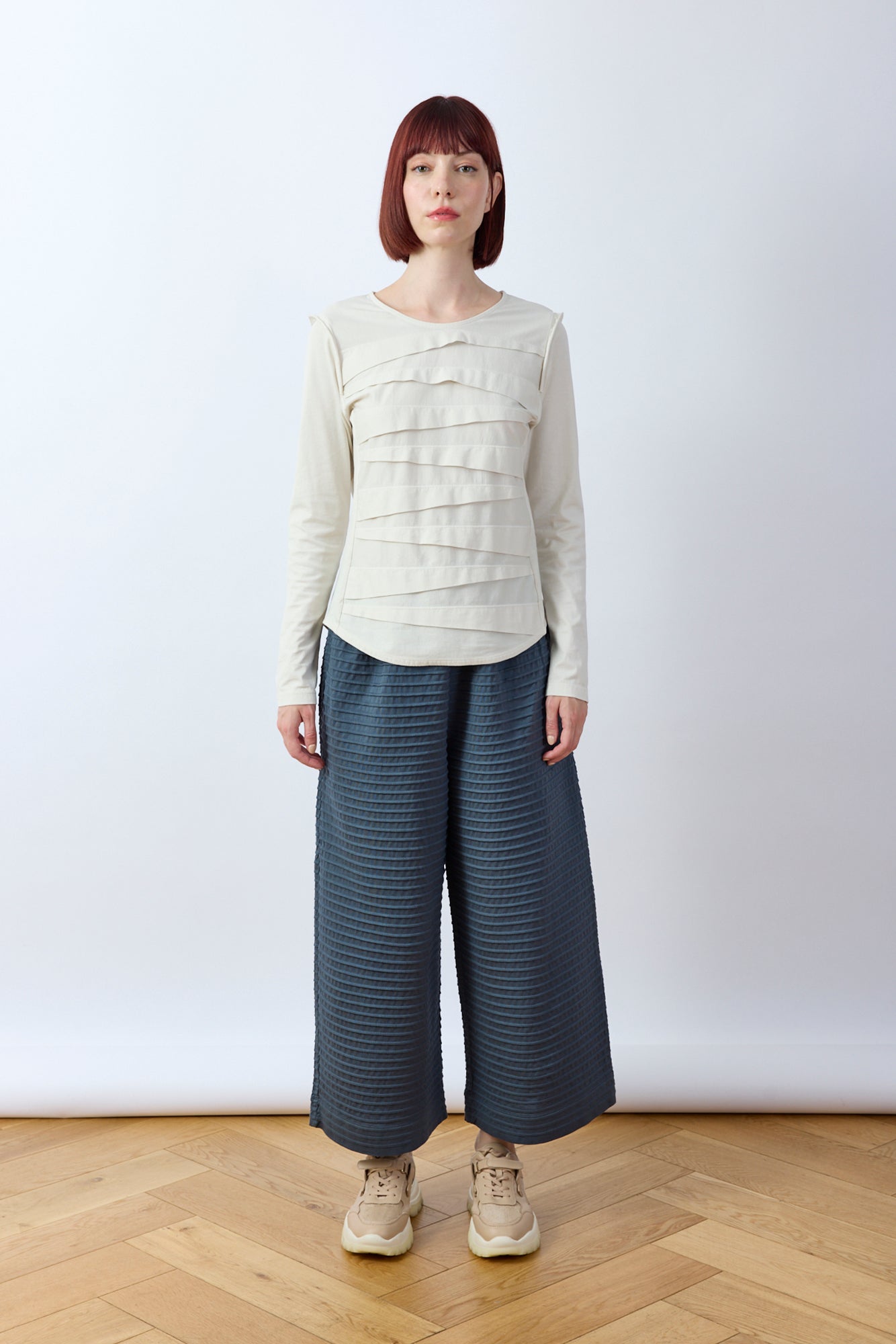Pintuck Cotton Jersey Trouser