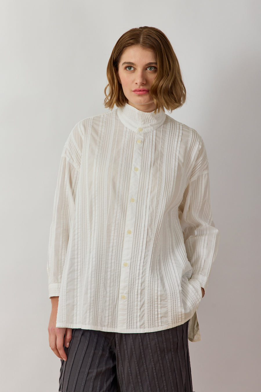 PLEATED OVERSHIRT
