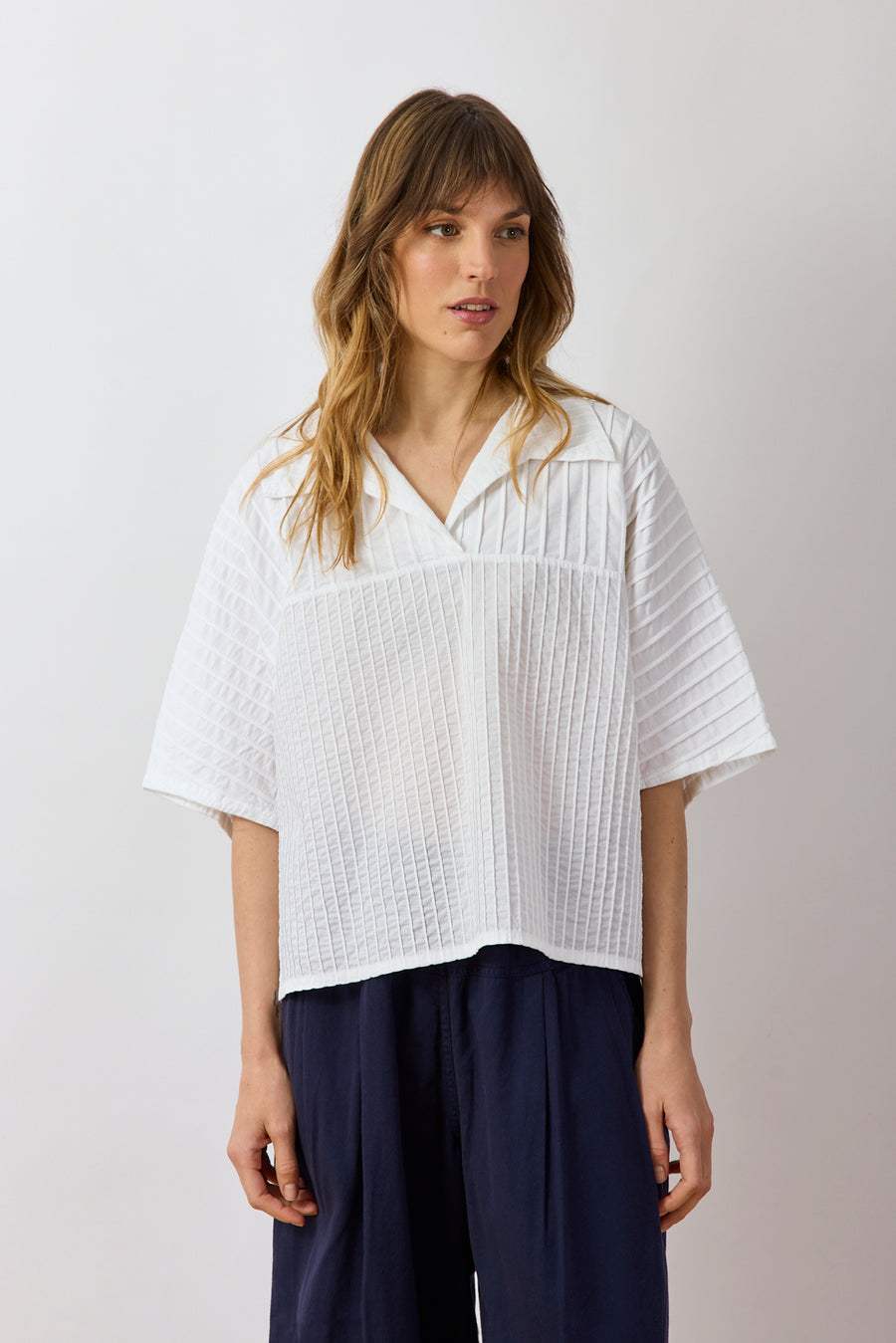 SPLIT-NECK COTTON JERSEY TOP