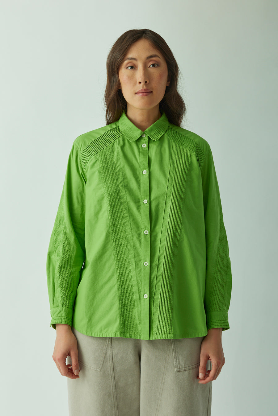 DIAGONAL PINTUCK SHIRT