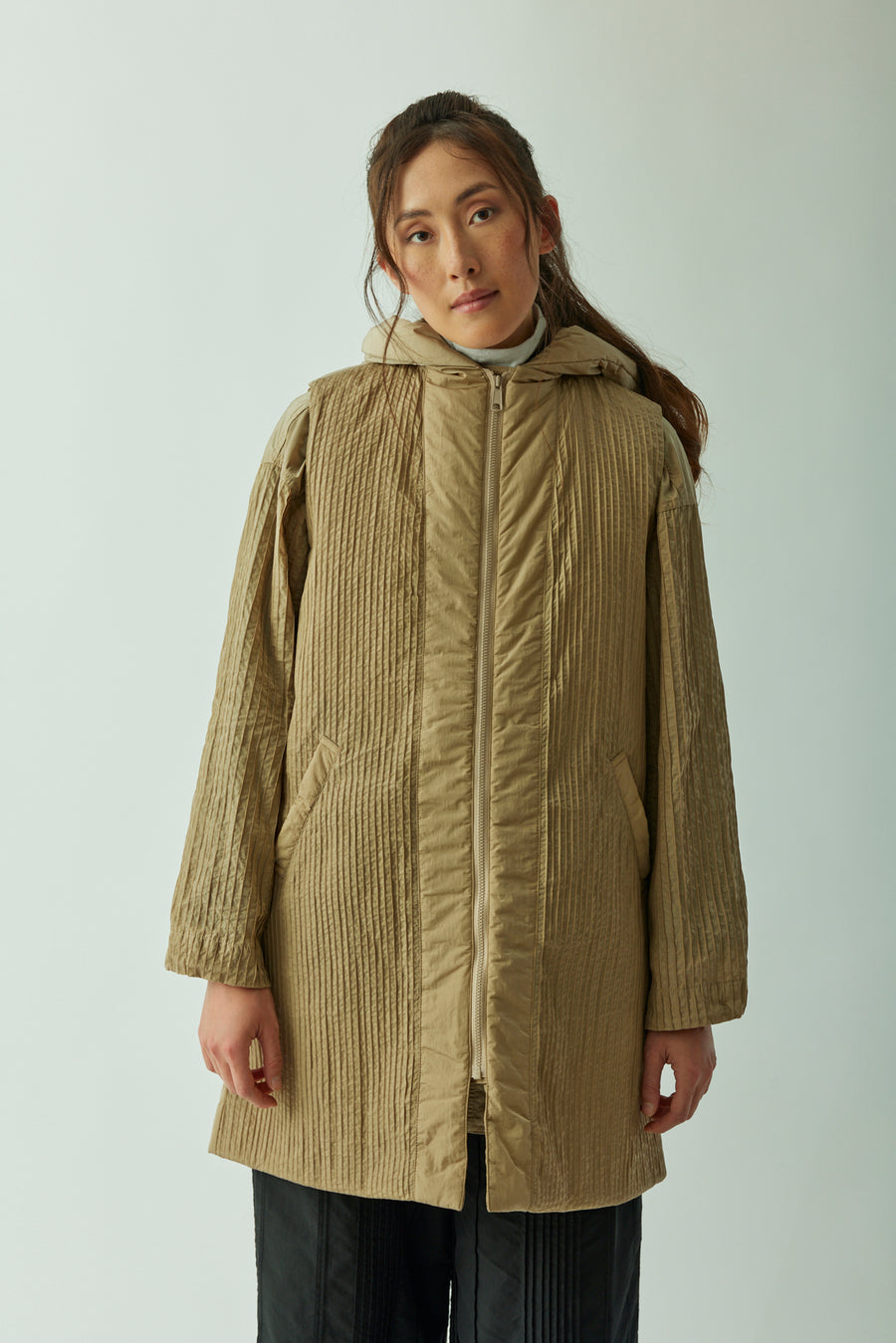 BALLOON SLEEVE NYLON COAT