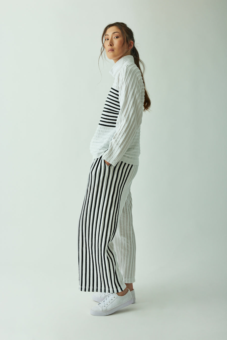 PIPED COTTON JERSEY TROUSERS