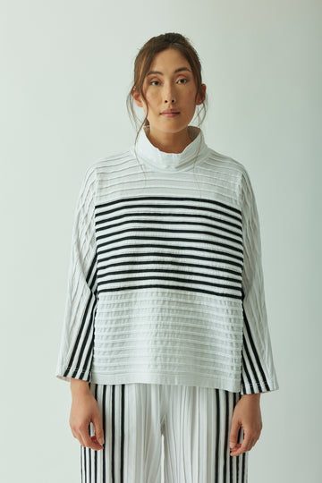 PIPED COTTON JERSEY PULLOVER