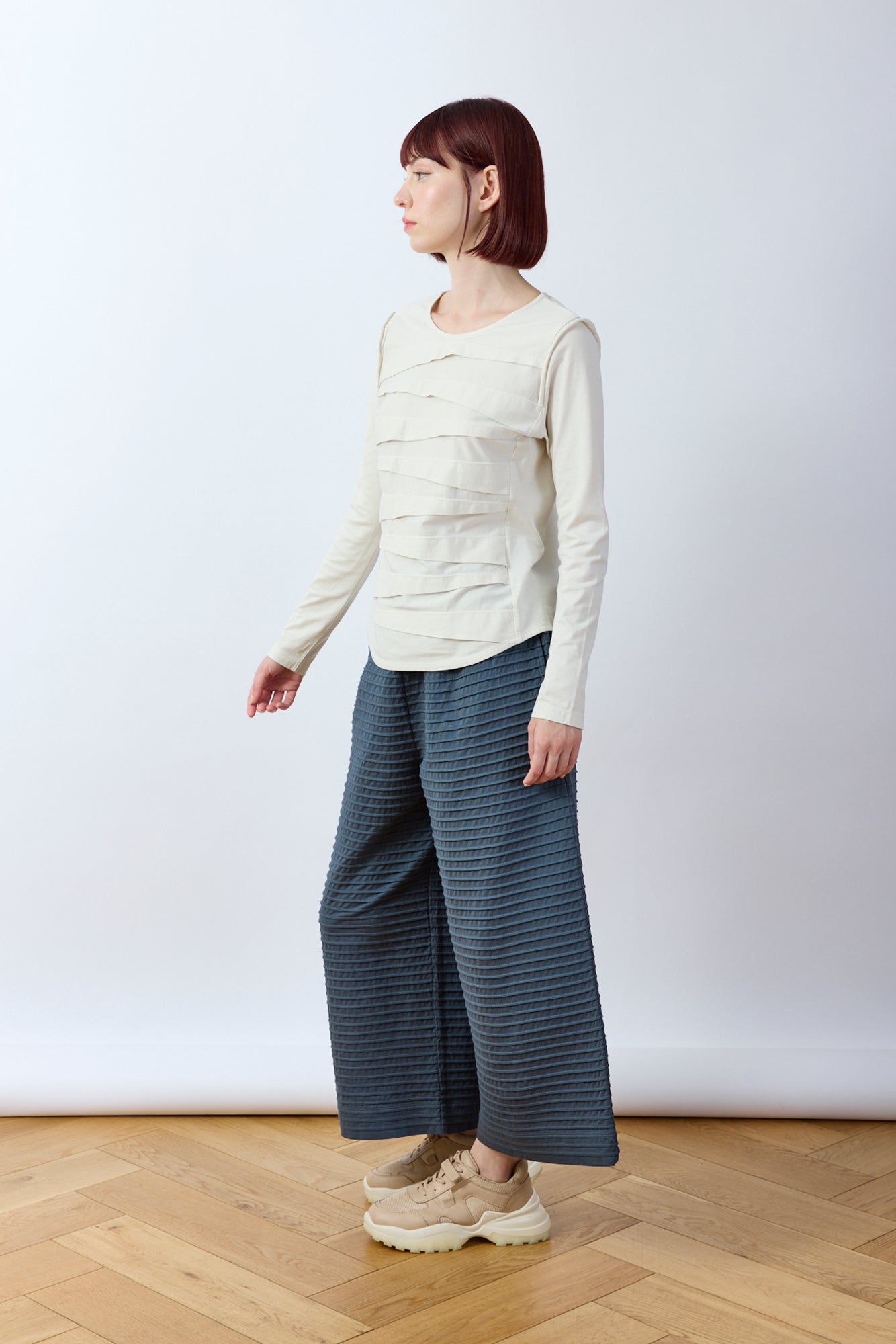 Pintuck Cotton Jersey Trouser