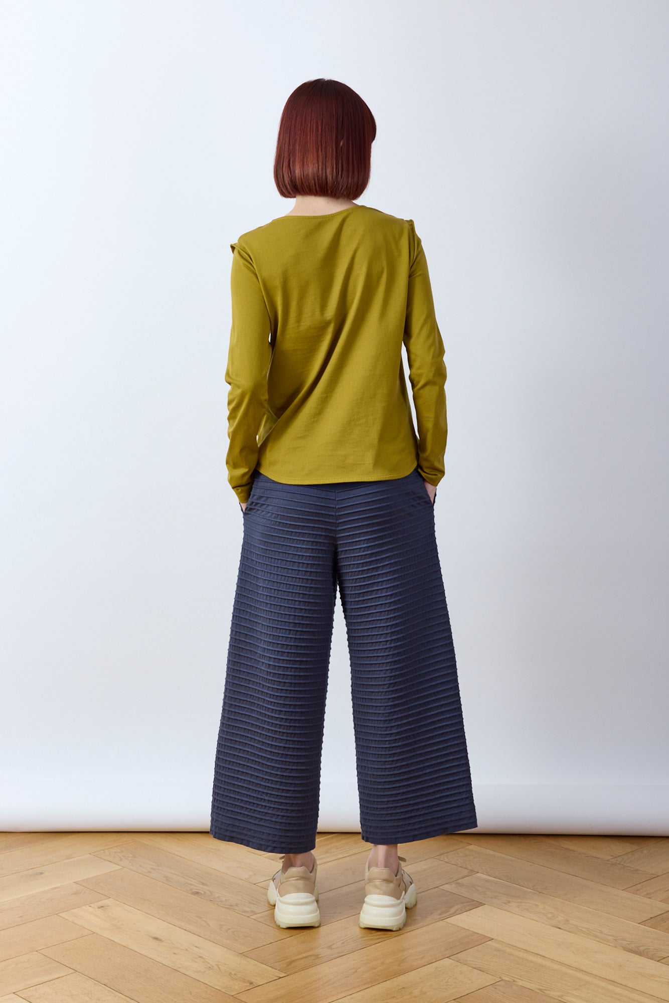 Pintuck Cotton Jersey Trouser