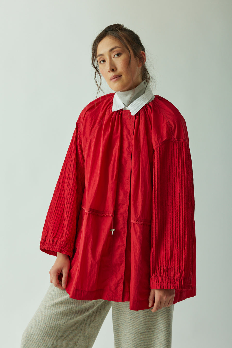 BALLOON SLEEVE NYLON COAT