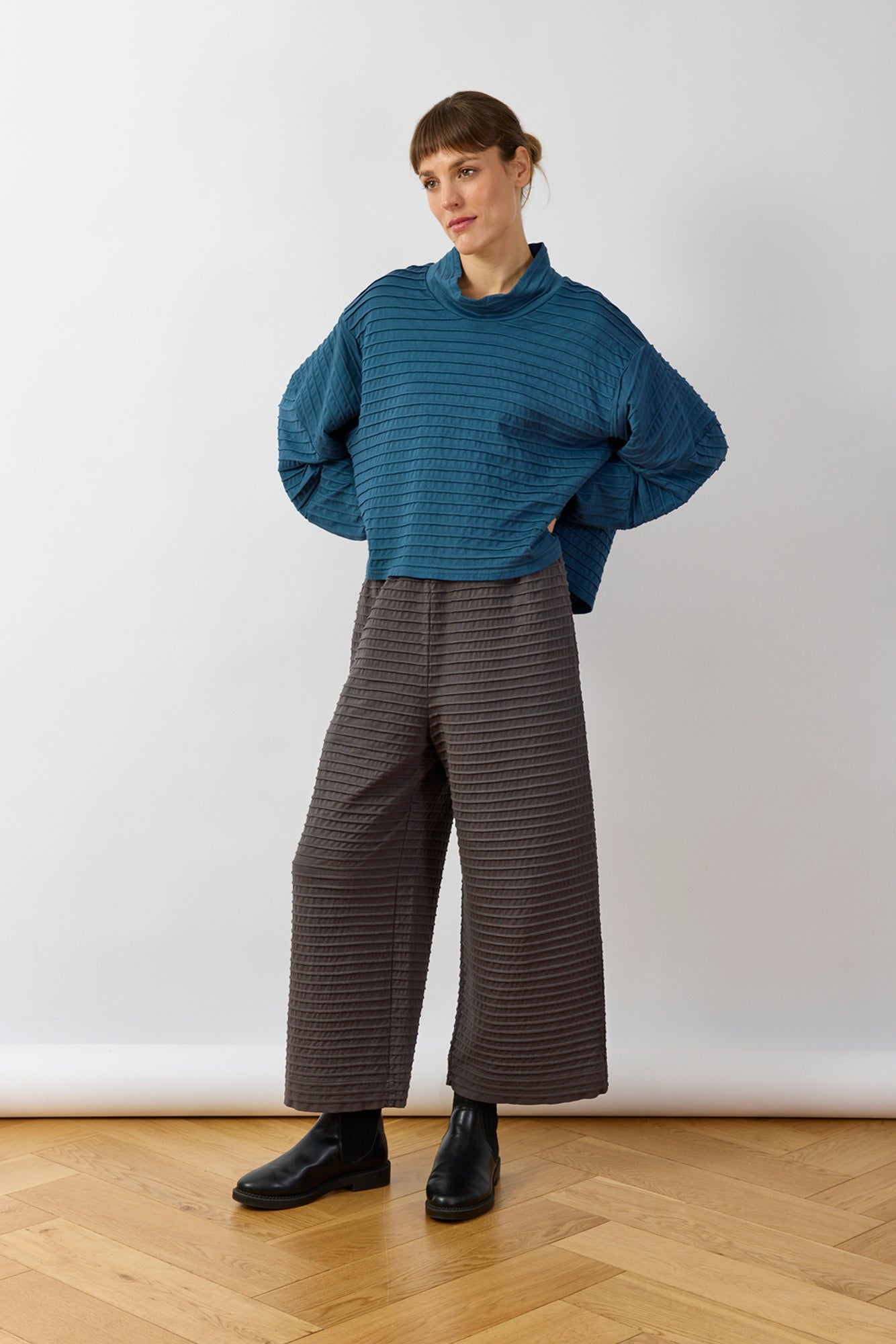 Pintuck Cotton Jersey Trouser