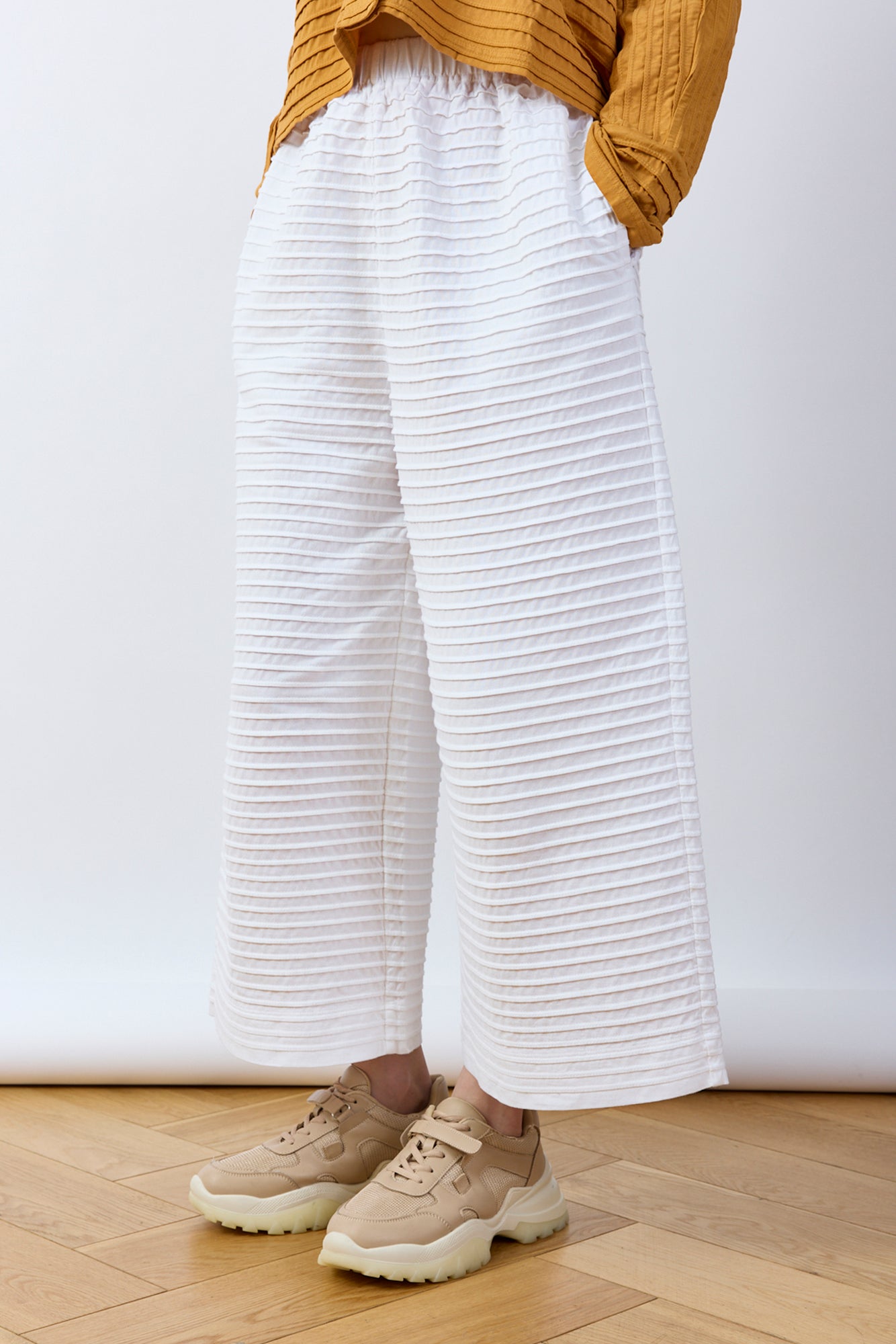 Pintuck Cotton Jersey Trouser