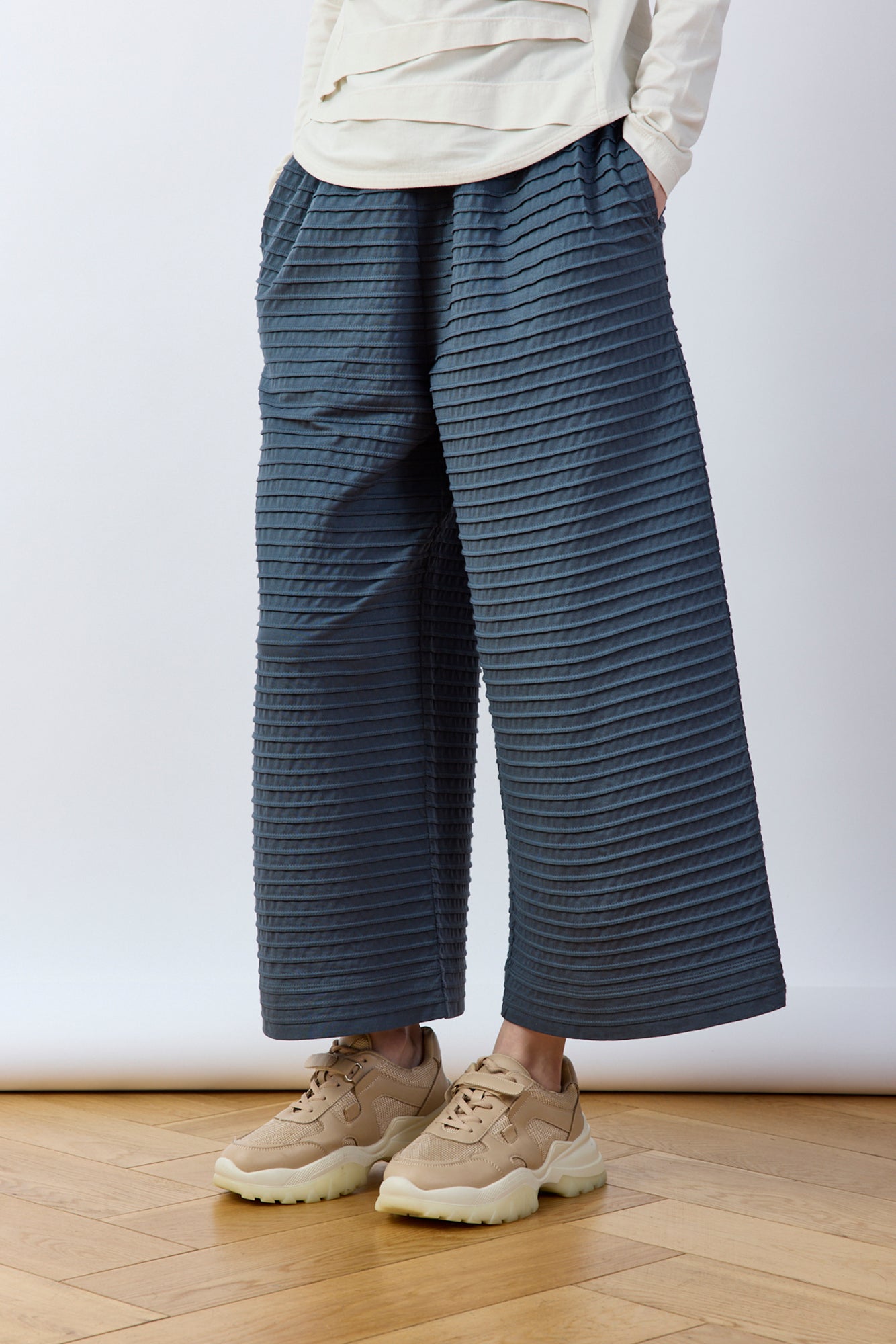 Pintuck Cotton Jersey Trouser
