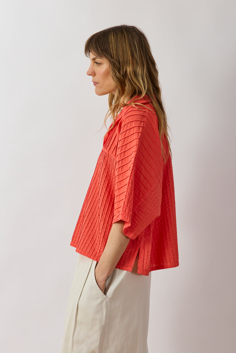 SPLIT-NECK COTTON JERSEY TOP