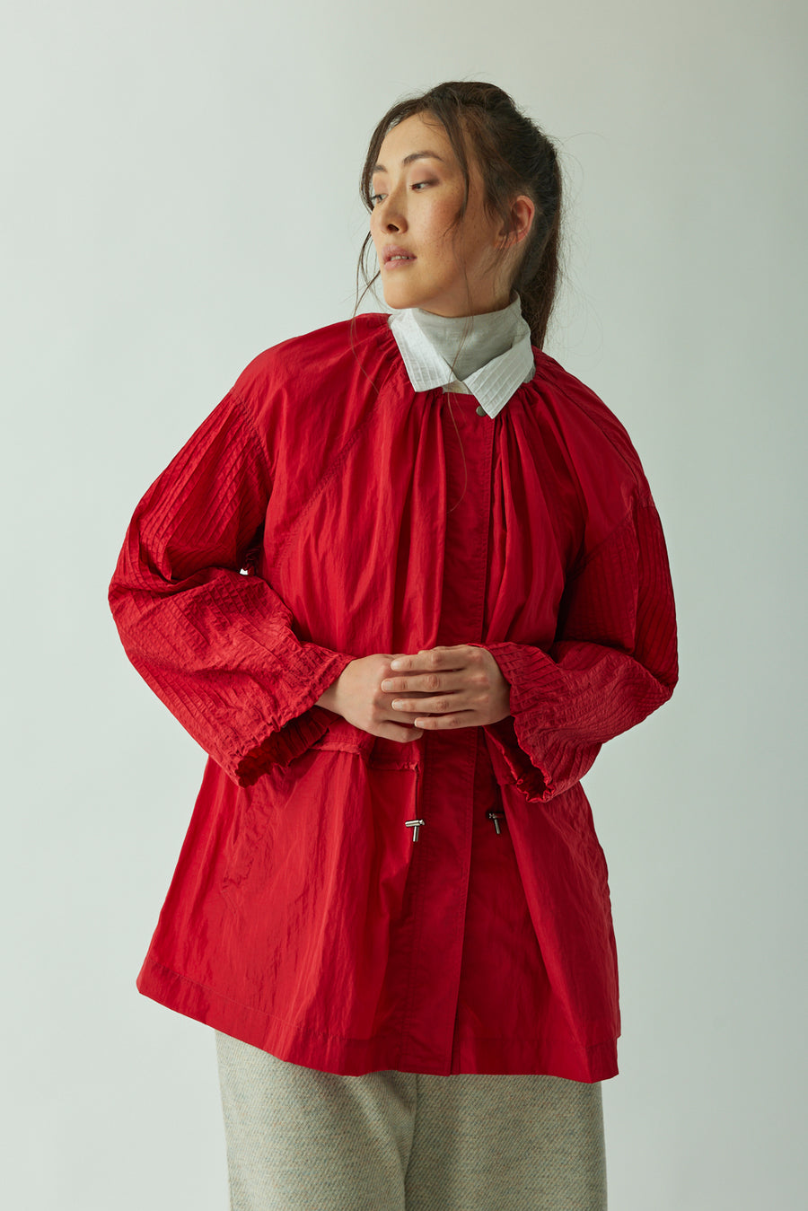 BALLOON SLEEVE NYLON COAT