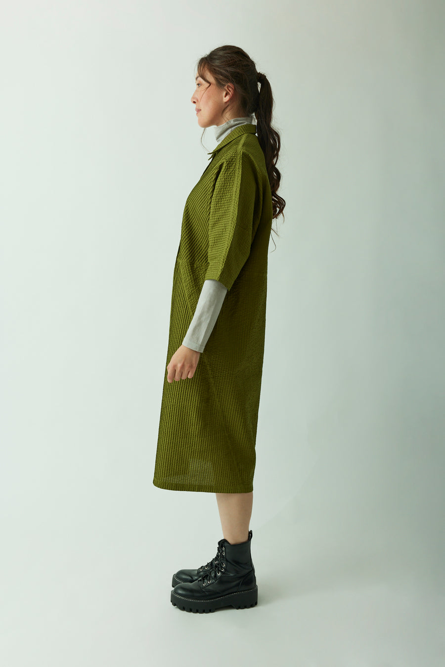 DIRECTIONAL PINTUCK DRESS