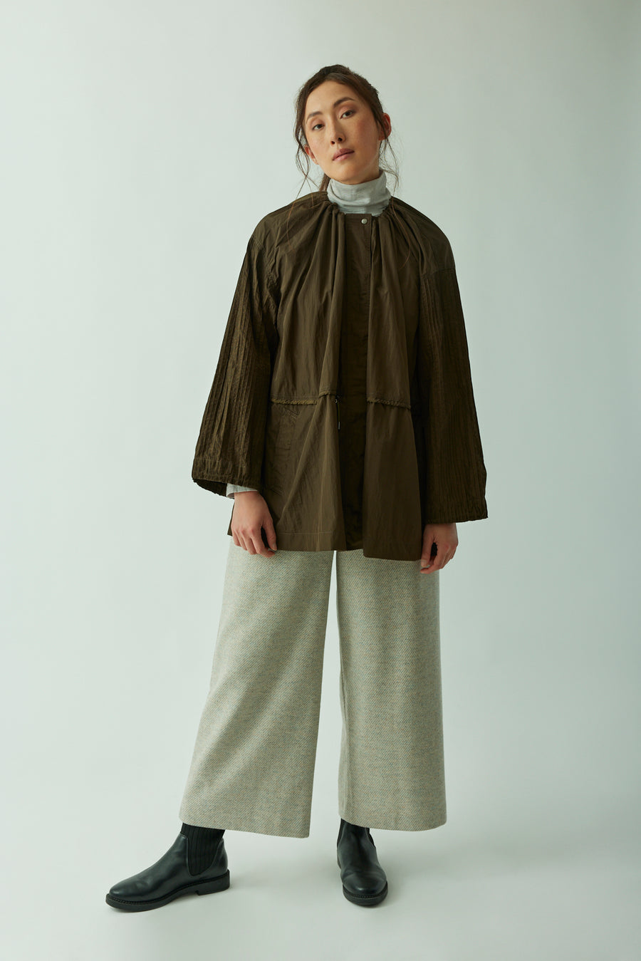 BALLOON SLEEVE NYLON COAT
