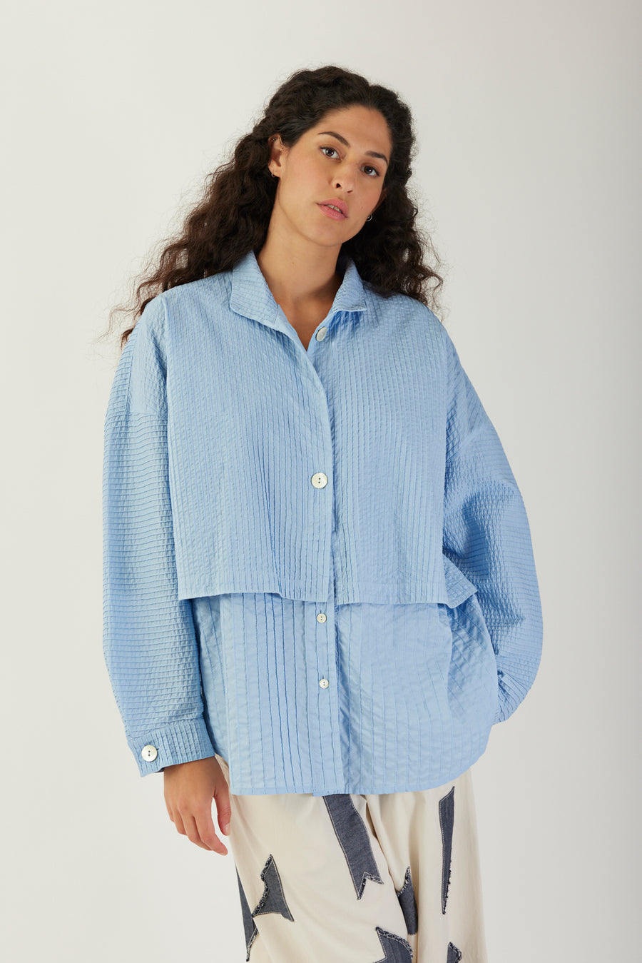 LAYERED PINTUCK SHIRT