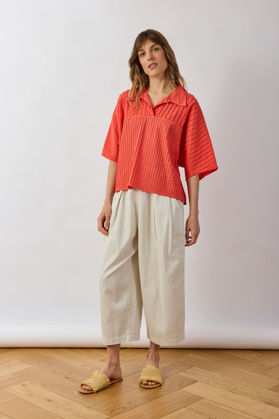 SPLIT-NECK COTTON JERSEY TOP