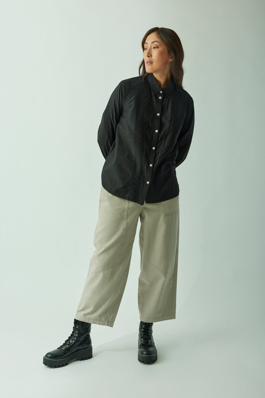 DIAGONAL PINTUCK SHIRT
