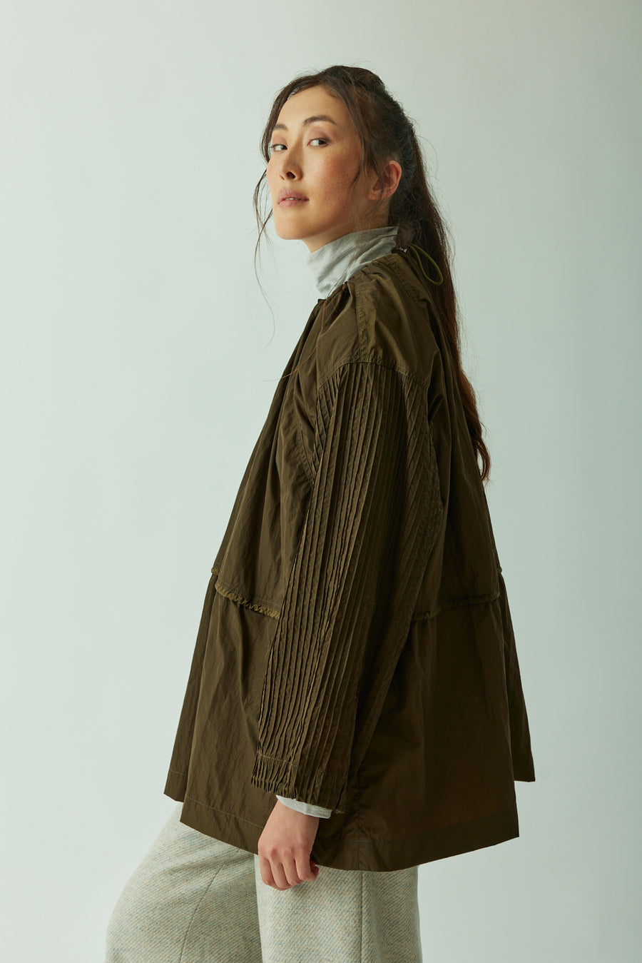 BALLOON SLEEVE NYLON COAT