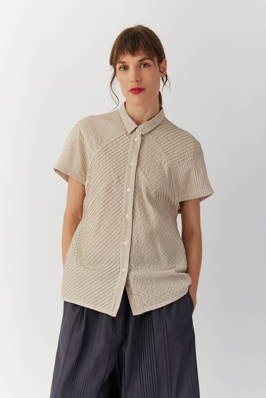 COTTON VOILE FRENCH SLEEVE SHIRT