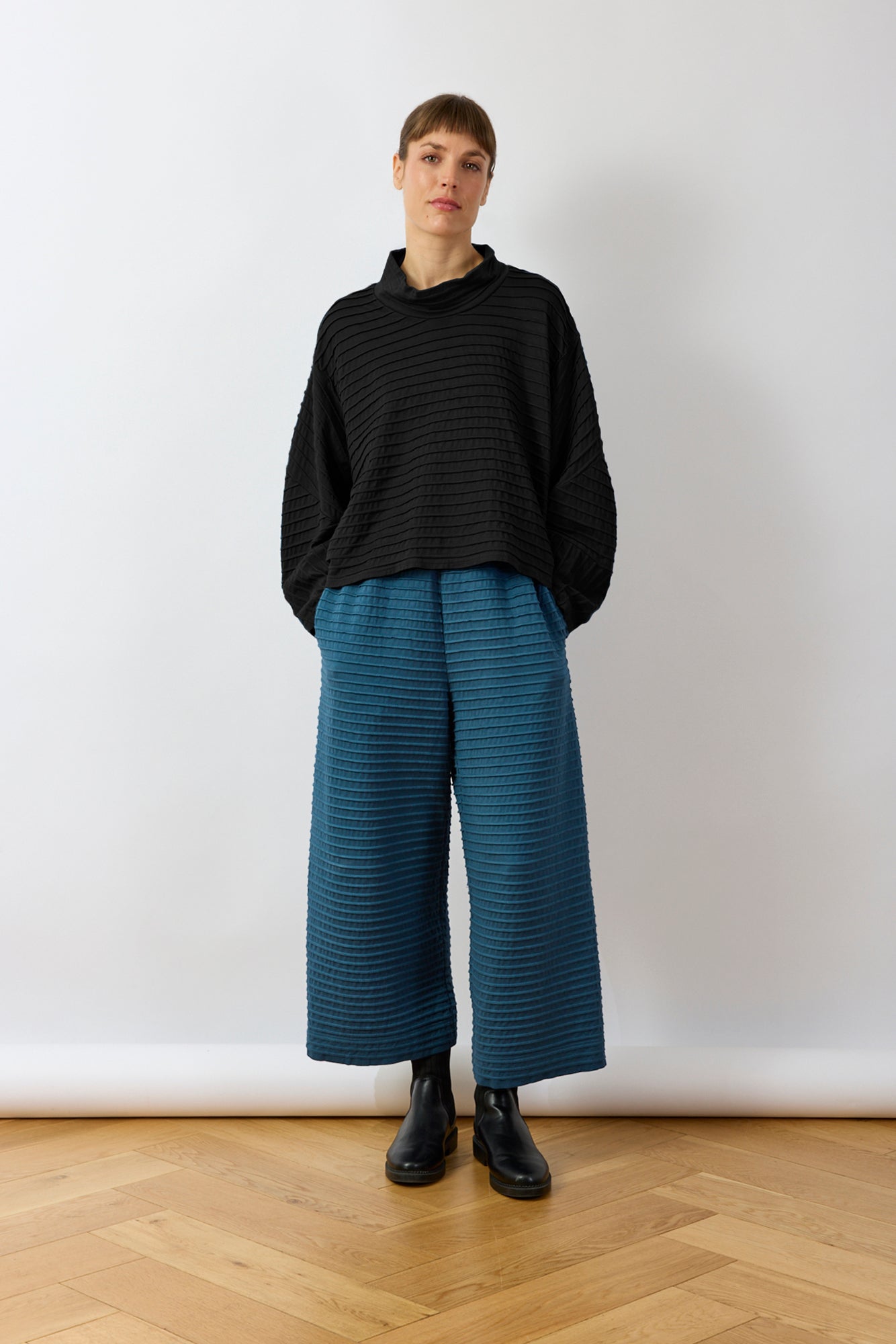 Pintuck Cotton Jersey Trouser
