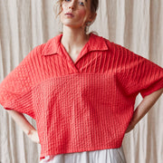 SPLIT-NECK COTTON JERSEY TOP