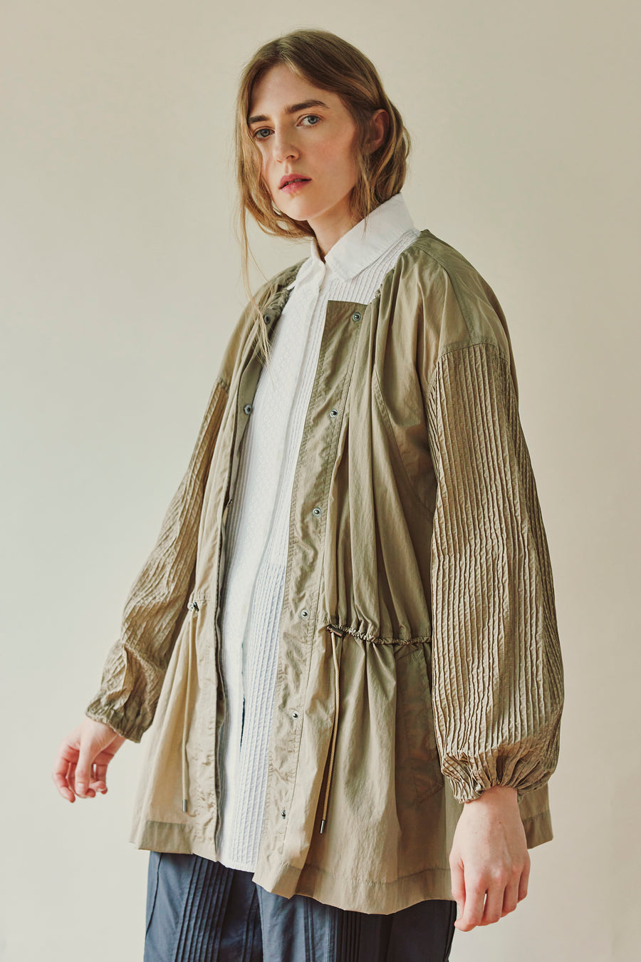 BALLOON SLEEVE NYLON COAT