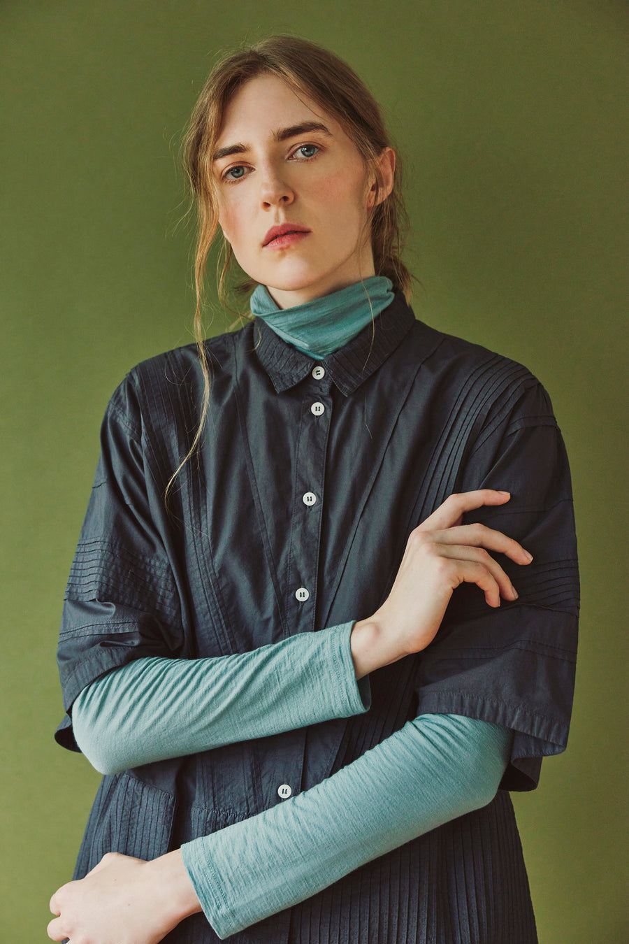 CHEVRON PLEAT SHIRT