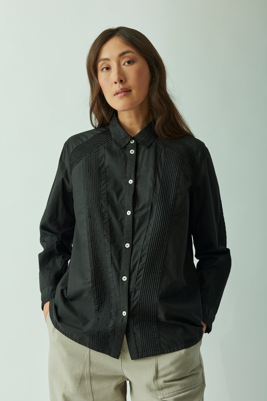DIAGONAL PINTUCK SHIRT
