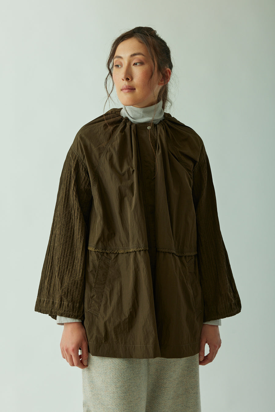BALLOON SLEEVE NYLON COAT